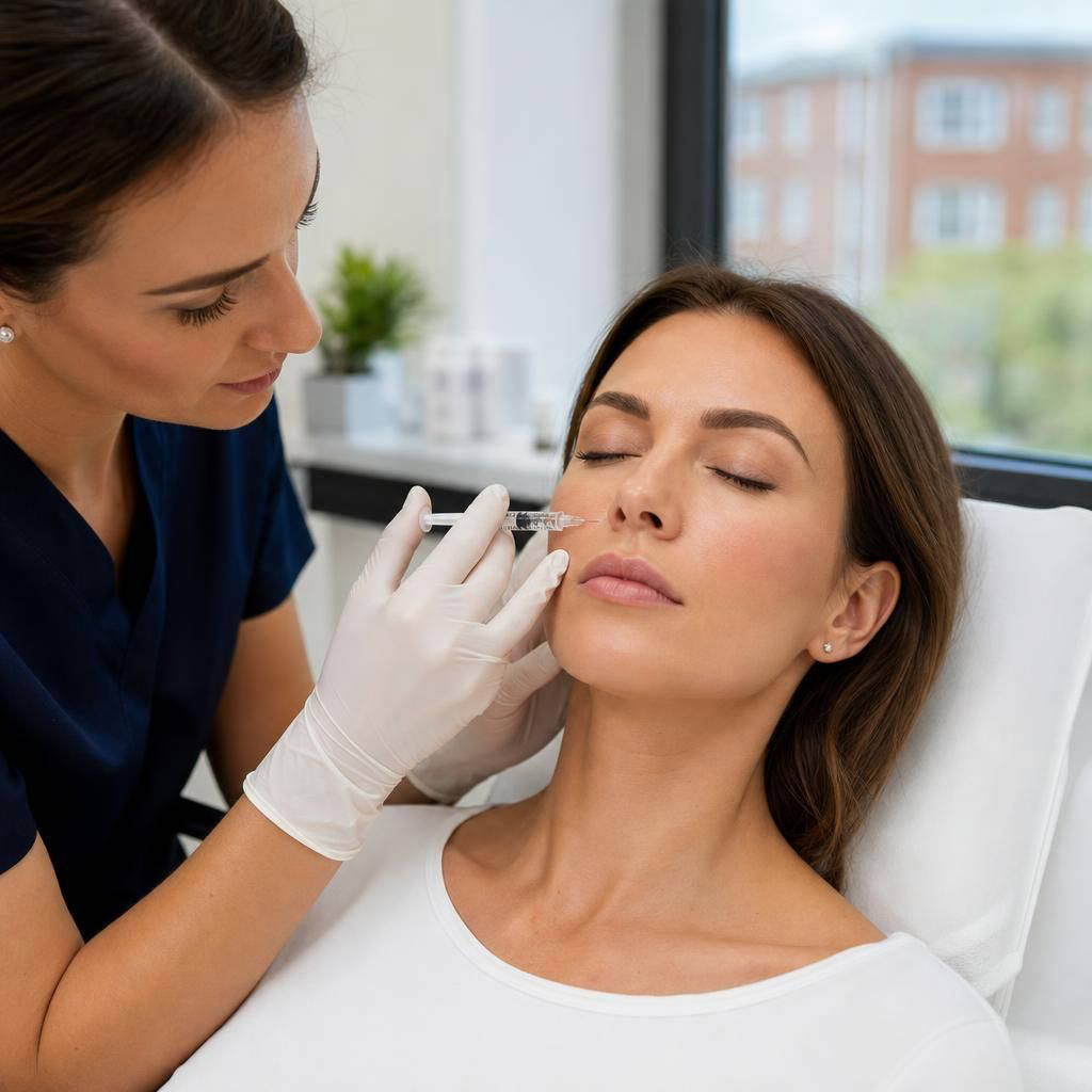 Close-up of Regenovue filler being administered in a clinical setting to showcase precision and care in aesthetic treatments.